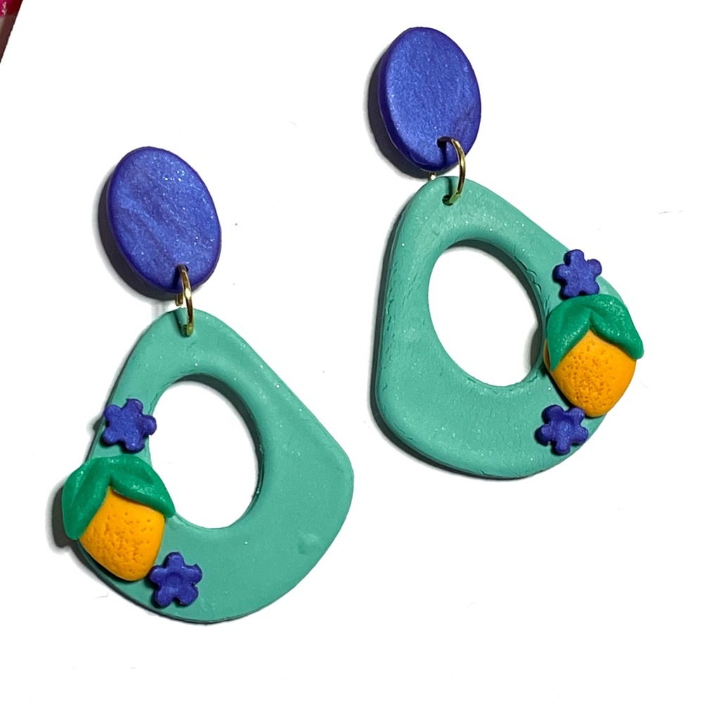 Handmade Little Lemons polymer clay earrings